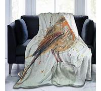 COMRTL Flannel Fleece Throw Blanket Bed Blanket Watercolour Robin Micro Fleece Blanket Warm Soft Lightweight Cozy Microfiber Blanket Throw for Bed Couch Sofa All Seasons