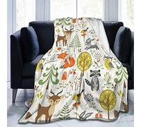 COMRTL Flannel Fleece Throw Blanket Bed Blanket Woodland Animal Micro Fleece Blanket Warm Soft Lightweight Cozy Microfiber Blanket Throw for Bed Couch Sofa All Seasons