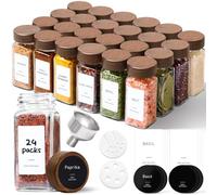 ComSaf 120ml Glass Spice Jars with Wooden Lids, Funnel & Labels, 24 Pack