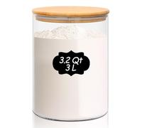 ComSaf 3L Glass Jar with Bamboo Lid, Large Glass Jar Wide Mouth Food Storage Container with Airtight Lid, Clear Glass Pantry Jar for Pasta Flour Rice Cookie Biscuit Sugar Storage, Big Laundry Jar
