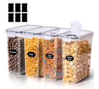 ComSaf 4L Cereal Storage Containers Set of 4, Plastic Airtight Food Storage Containers with Lids, Large Clip-Lock Kitchen Storage Containers for Rice, Sugar, Flour, Pasta