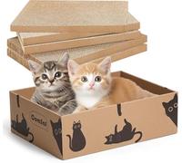 ComSaf 5 Layers Cat Scratching Board, Reversible Corrugated Cardboard Scratcher Box, Pad for Playing, Sleeping