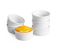 ComSaf 9CM White Porcelain Ramekins Set of 6, 175ML Baking Cups for Souffle, Creme Brulee, Custards, Pudding and Ice Cream - Durable 6oz