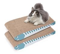 ComSaf Cat Scratching Board 2 Pack, Curved Scratcher Cardboard, Double-Sided Pad for Long Lasting Use, Cute Scratching Mat for Kitty (Blue)
