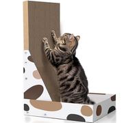 ComSaf Cat Scratching Board, L Shape Scratch Pad Wall Mounted, Corrugated Cardboard Cat Scratcher for Furniture Protection, Scratching Box for Indoor Kitten, Scratch Bed, Play, Sleep