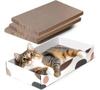 ComSaf Cat Scratching Board Mat, Reversible Cardboard Scratcher Bed 43 x 26 x 8 cm, 3 Pack Durable Scratch Pad for Indoor Cats, Grinding Claws, Playing, Sleeping