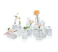 ComSaf Glass Bud Vases Set of 12, Small Clear Bud Vases in Bulk, Mini Flowers Vases for Centerpieces, Vintage Bottle for Table Decorations, Wedding Decor, Recepetion, Home, (Clear)