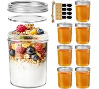 ComSaf Mason Jars 473ml/16oz - 8 Pack, Large Glass Jars with Lids, Overnight Oats Jars, Pickling Jar, Preserving Jar, Canning Jar for Spice, Jam, Honey, Jelly, Airtight Food Storage Container