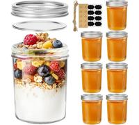 ComSaf Mason Jars 480mL/16oz - 8 Pack, Large Glass Jars with Lids, Overnight Oats Jars, Pickling Jar, Preserving Jar, Canning Jar for Spice, Jam, Honey, Jelly, Airtight Food Storage Container
