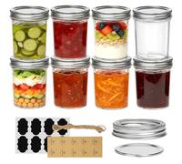 ComSaf Mason Jars 480mL/16oz - 8 Pack, Mason Jars with Lids and Seal Bands, Glass Overnight Oats Jar, Glass Jars with Lids, Canning Jar for Pickling, Spice, Jam, Honey, Airtight Food Storage Container