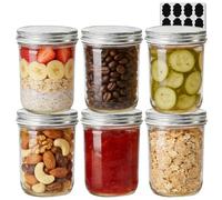 ComSaf Mason Jars with Lids 480ml/16oz 6 Pack, Airtight Glass Jars with Lids, Canning Jars for Pickling Jam Chutney, Overnight Oats Jar for Breakfast & Salad, Glass Container for Dry Food Storage