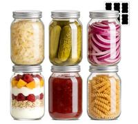 ComSaf Mason Jars with Lids 960ml/32oz 6 Pack, Airtight Pickling Jars for Homemade Preserving, Ferments and Pickles, Large Glass Jar with Lid for Family-Size Overnight Oats, Meal Prep and Food Storage