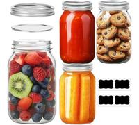 ComSaf Mason Jars with Lids 960ml 4 Pack, Glass Jars with Lids for Pickle