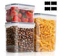 ComSaf Plastic Kitchen Storage Containers with Clip-Lock Lids Set of 3 | 0.8L+1.4L+2L, Airtight Food Storage for Pasta, Cereal, Dry Food, Plastic Takeaway Boxes for Picnics, BPA-Free Pantry Storage