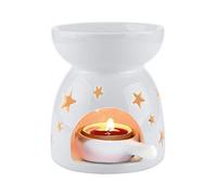 ComSaf Wax Melt Essential Oil Burner White - Star Pattern, Ceramic Aroma Burners Assorted Wax Warmer Aromatherapy Tarts Holder Candle Scented Diffuser Home Bedroom Decor Christmas Housewarming Gift