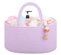 COMSE Baby Nappy Caddy Organizer, Nappy Basket, Car Diaper Change Organizer, Portable Tote Bag with Divider, Baby Shower Gifts Newborn Essentials Registry Must Have, Purple