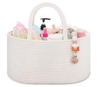 COMSE Baby Nappy Caddy Organizer, Nappy Basket, Car Diaper Change Organizer, Portable Tote Bag with Divider, Baby Shower Gifts Newborn Essentials Registry Must Have, White