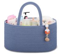 COMSE Baby Nappy Caddy Organizer, Nappy Basket, Car Diaper Change Organizer, Portable Tote Bag with Divider, Baby Shower Gifts Newborn Essentials Registry Must Have, Folkstone Gray