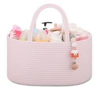 COMSE Baby Nappy Caddy Organizer, Nappy Basket, Car Diaper Change Organizer, Portable Tote Bag with Divider, Baby Shower Gifts Newborn Essentials Registry Must Have, Light pink