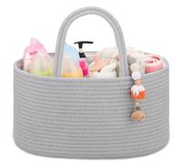 COMSE Baby Nappy Caddy Organizer, Nappy Basket, Car Diaper Change Organizer, Portable Tote Bag with Divider, Baby Shower Gifts Newborn Essentials Registry Must Have, Cool Gray