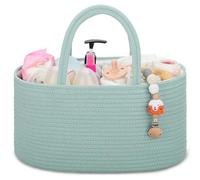 COMSE Baby Nappy Caddy Organizer, Nappy Basket, Car Diaper Change Organizer, Portable Tote Bag with Divider, Baby Shower Gifts Newborn Essentials Registry Must Have, Light Green