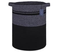COMSE Extra Large Blanket Basket, Tall Laundry Basket, Nursery Hamper, 40 x 55 CM, Cotton Rope Woven Laundry Hamper for Storage Toys Clothes Towels, Black