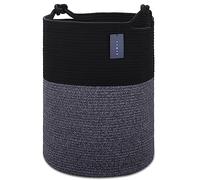 COMSE Extra Large Blanket Basket, Tall Woven Storage Basket, Nursery Hamper, 40 x 55 CM, Cotton Rope Laundry Hamper for Toys Clothes Towels, Black