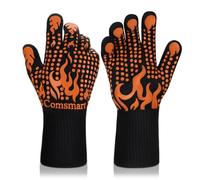 Comsmart BBQ Gloves - 1472°F Heat Resistant Silicone Non-Slip Oven Gloves for Barbecue, Cooking, Baking - Long, Orange