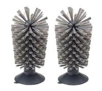Comsnows 2PCS Glass Cleaning Brush with Suction Cup, Kitchen Bottle and Wine Cup Cleaner, Stable Washing for Cups, Mugs, Decanters and Jugs, Gray