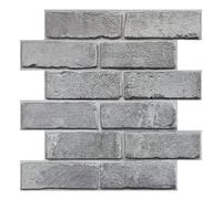 COMSTICKC 3D Brick Wall Panels Self Adhesive, Faux Brick Panels Peel and Stick, 10 Pcs 30 x 30 cm, 3D PVC Brick Wallpaper Wall Tile Interior Wall Decor, Paintable, Waterproof (Dark Gray-2)
