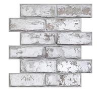 COMSTICKC 3D Faux Brick Wall Panels Peel and Stick, 10 Pcs 12"X12" Lightweight Thin PVC 3D Decorative Tiles Self Adhesive Fake Brick for Quick DIY Wall Decor,Paintable,Waterproof,Retro White