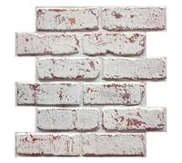 COMSTICKC 3D Faux Brick Wall Panels Peel and Stick Wall Covering, 10 Pcs 12"X12" Lightweight Thin PVC Decorative Tiles Self Adhesive Fake Brick for Quick DIY Wall Decor,Paintable, Waterproof