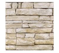 COMSTICKC 3D Faux Stone Wall Panels Self Adhesive, 10 Pcs 12"X12", Lightweigt PVC 3D Stone Brick Wallpaper Interior Wall Decor, Paintable, Waterproof, Light Brown Rock