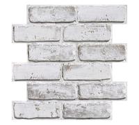 COMSTICKC 3D White Brick Wall Panels Peel and Stick, 10 Pcs 12"X12" Lightweight Thin PVC Decorative Wall Tiles Self Adhesive Fake Brick for Quick DIY Wall Decor, Paintable, Whitewash
