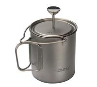 COMTAI Titanium French Press Pot 750mL/25 fl oz Coffee Maker Camping with Lid and Filter Titanium French Press Cup Backpacking for Outdoor Hiking Camp