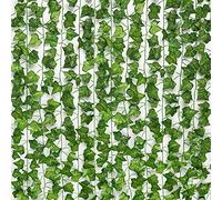 Comtelek 168 FT Artificial Ivy 24 Pack Ivy Vine Garland Ivy Leaves Greenery Garlands Clip Hanging Fake Leaf Plants Faux Green Flowers Decor Home Kitchen Garden Office Wedding Wall