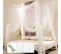Comtelek Mosquito NET for Bed Canopy, Four Corner Post Curtains Bed Canopy Elegant Mosquito Net Set, Stick Hook &Profession Rope for net, Screen Netting Canopy Curtains, Full/Queen/King/White…