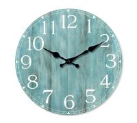 COMTEX Simple blue retro glass free wall clock, silent living room and bedroom wall clock (12 inches, 30cm)