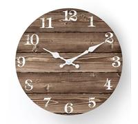 COMTEX Vintage imitation wood grain design wall clock, simple living room and bedroom wall clock without glass (12 inches, 30cm)