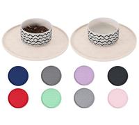 Comtim Dog Cat Food Bowl Mat - 2 Pack Silicone Pet Feeding Mats Waterproof Dog Food Mat Cat Water Mats Eating Tray, Non-Slip Pet Placemat with Lip for Messy Drinkers to Protect Floor, Beige 11"×11"