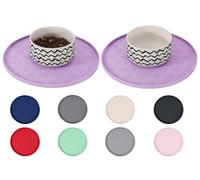 COMTIM Dog Cat Food Bowl Mat - 2 Pack Silicone Pet Feeding Mats Waterproof Dog Food Mat Cat Water Mats Eating Tray, Non-Slip Pet Placemat with Lip for Messy Drinkers to Protect Floor, Lavender 11"×11"