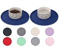 COMTIM Dog Cat Food Bowl Mat - 2 Pack Silicone Pet Feeding Mats Waterproof Dog Food Mat Cat Water Mats Eating Tray, Non-Slip Pet Placemat with Lip for Messy Drinkers to Protect Floor,Navy Blue 11"×11"