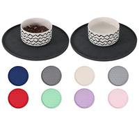 Comtim Dog Cat Food Bowl Mat - 2 Pack Silicone Pet Feeding Mats Waterproof Dog Food Mat Cat Water Mats Eating Tray, Non-Slip Pet Placemat with Lip for Messy Drinkers to Protect Floor, Black 11"×11"