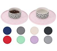 Comtim Dog Cat Food Bowl Mat - 2 Pack Silicone Pet Feeding Mats Waterproof Dog Food Mat Cat Water Mats Eating Tray, Non-Slip Pet Placemat with Lip for Messy Drinkers to Protect Floor,Pink 11"×11"