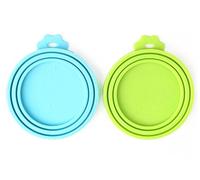 Comtim Pet Food Can Cover Silicone Can Lids for Dog and Cat Food(Universal Size,One fit 3 Standard Size Food Cans),Blue and Green