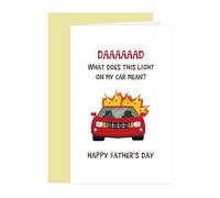 Comting Funny Answer Father's Day Card, Humor Car on Fire Card, Call Auto-repair Dad Card from Daughter Son, What Does This Light on My Car Mean?