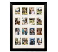 Comtraker Polaroid Picture Frame Collage for 2x3 Instax Mini Film - 16 Openings, Black Photo Wall Display (black, 17.6×12.6)