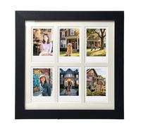 Comtraker Polaroid Picture Frame Collage for 2x3 Instax Mini Film - 6 Openings, Black Photo Wall Display (black, 10×10)
