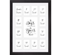 Comtraker School Year Picture Frame K-12 Collage Photo Graduation Black Solid Wood Frames for Wall Hanging and Table Top Display 13 Openings White k-12 Kindergarten to 12th Grade High School Picture.