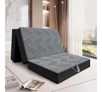 Comtrihion Memory Foam Tri Folding Mattress Full Size - Tri-fold Mattress,Handle & Non-Slip Bottom, Portable Foldable Sofa Bed Floor Chair for Travel RV Camping Guest Yoga - 6 Inch, 73"x52"x6"